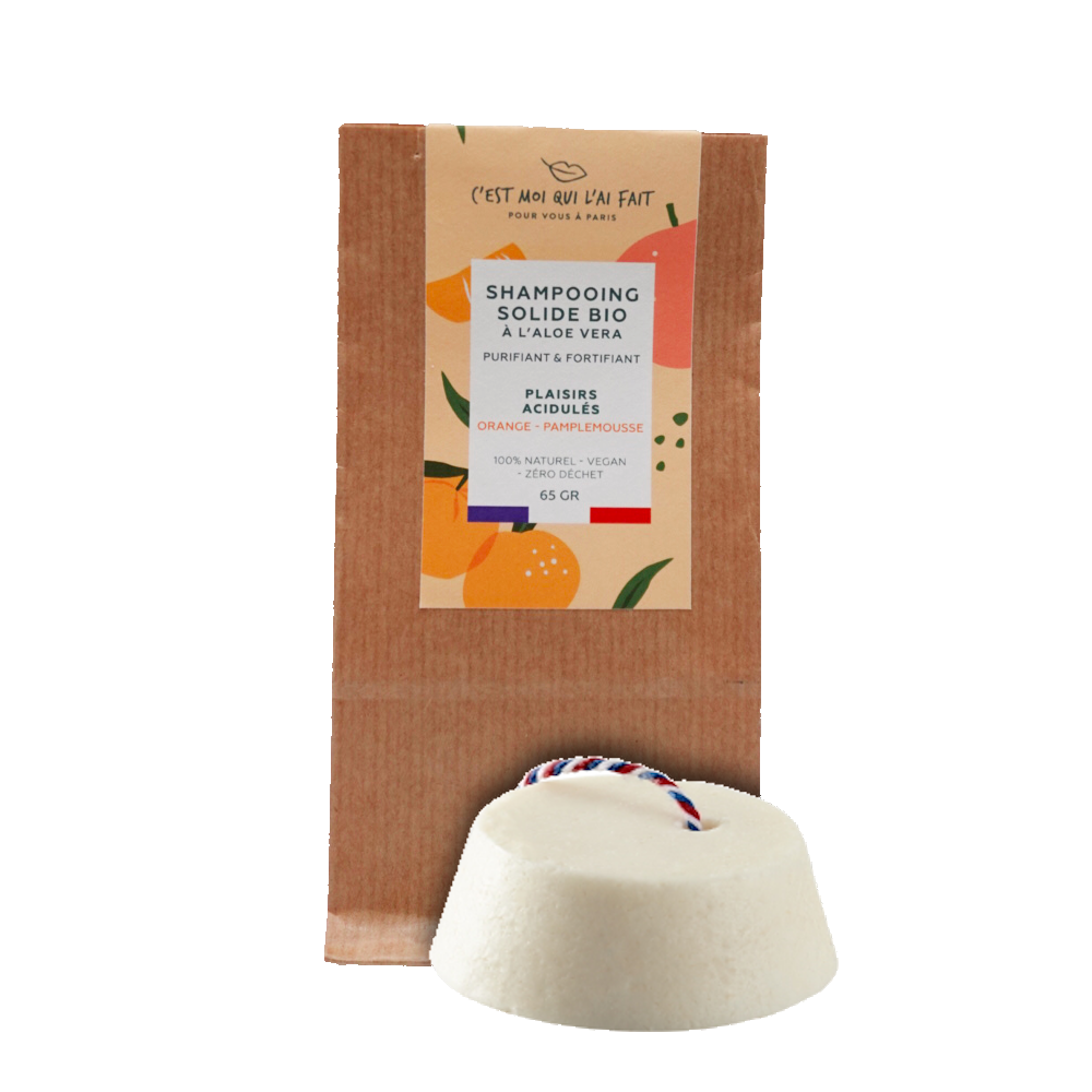 Shampooing solide bio à l'orange et pamplemousse